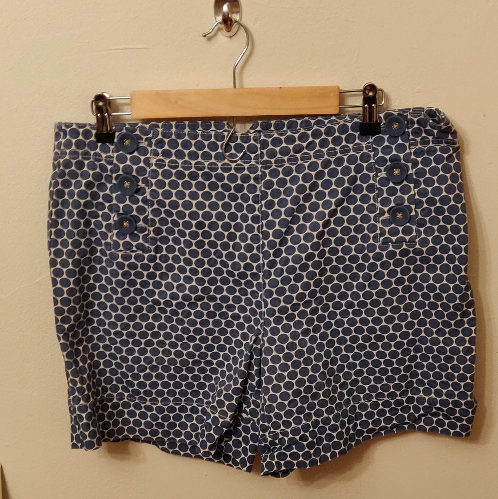 Boden Navy and White Polka Dot Cotton Shorts